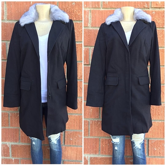 Current Air Anthro Chic Long Black Peacoat - Picture 1 of 5